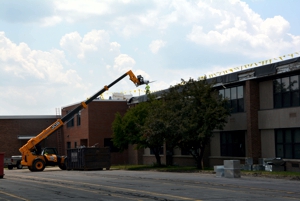 Many roofs on district buildings were at the end of their useful life. A new roof is being installed at Center Street (above), as well as portions of the High School South Wing (below), Big Flats, and Ridge Rd. 