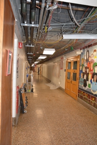 Ridge Road will have new heating/ventilation and ductwork. All corridor ceilings will be raised when reinstalled.